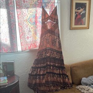 Free People Tan and Black Maxi Dress